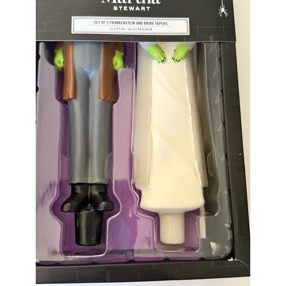 Martha Stewart Halloween Frankenstein and Bride Taper Candles Dark Wedding 11
